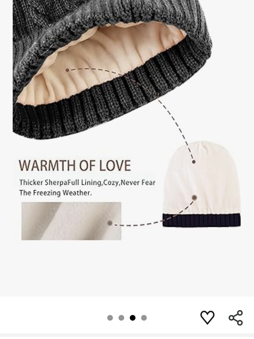 PAGE ONE Cable Knit Pom Beanie - Beige - Picture 4 of 5